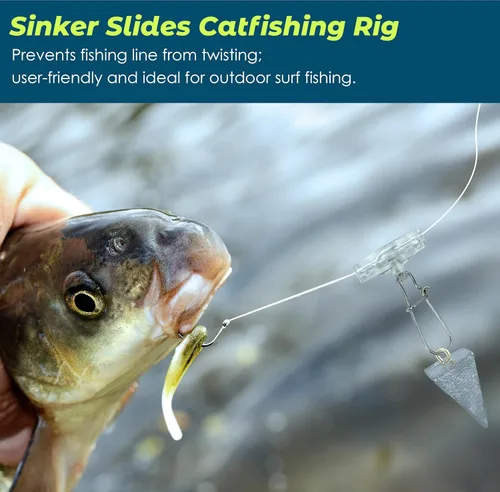 Vista 6 de Sinker Slide para pesca, clips de línea de pescado de acero inoxidable con broches de bloqueo Do, adecuados para señuelos plomos, flotadores, tiro