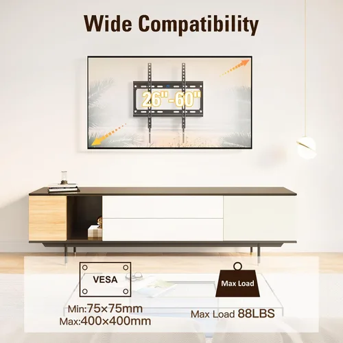 Vista 6 de Mounting Dream Soportes de TV inclinables para la mayoría de televisores LED de 26 a 60 pulgadas, LCD de hasta VESA 15.748 x 15.748 in y capacidad