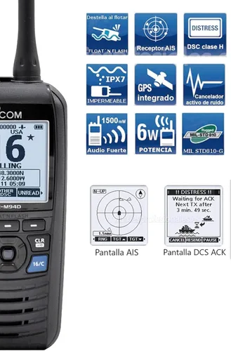 Vista 3 de Icom Transceptor marino M94D 21 USA VHF con DSC y receptor AIS
