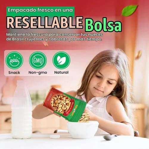 Vista 6 de Nueces de Brasil - 2 libras, sin cáscara, crudas, naturales, sin conservantes añadidos, sin PPO, 100% naturales We Got Nuts