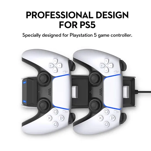Vista 7 de PS5 Controller Charger Station, PS5 Charging Station with Fast Charging 2nd Generation Compatible with Sony Playstation 5 DualSense Controller