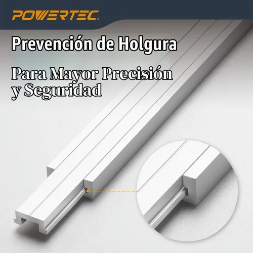 Vista 2 de POWERTEC Pista en T de inglete de 32 pulgadas con barra en T para sierra de mesa, mesa de enrutador, sierra de cinta, funciona con ranura en T