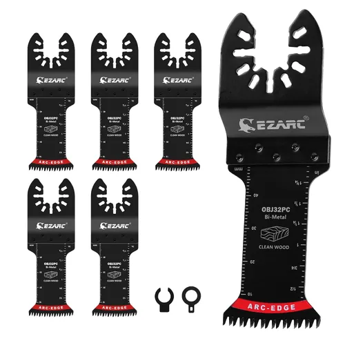 Vista 15 de EZARC Japanese Tooth Oscillating Saw Blade, 5 PCS Arc Edge Oscillating Multitool Blades Clean Cut for Wood, Plastic (Pack of 2)