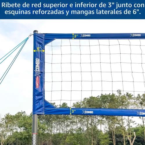 Vista 6 de Juego de red profesional de voleibol resistente para patio trasero al aire libre portátil con postes de puntuación de altura ajustable de aluminio