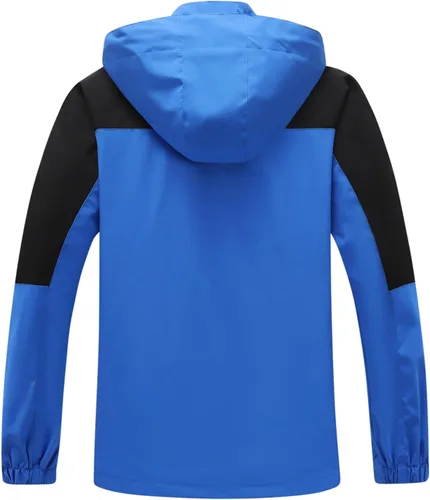 Vista 2 de GIISAM Chaqueta de lluvia para hombre, impermeable, ligera, para exteriores, rompevientos con capucha