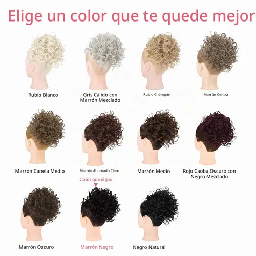 Vista 7 de HOOJIH - Moño desordenado para el pelo, pieza de pelo con cordón elástico, onda suelta, gran moño rizado, corto, extensión de cola de caballo Negro