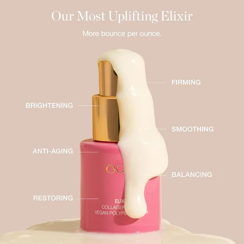 Vista 3 de Ogee Elixir de colágeno vegano - Suero de péptidos para la cara - Aumenta la producción de colágeno en un 150% - Suero facial reafirmante