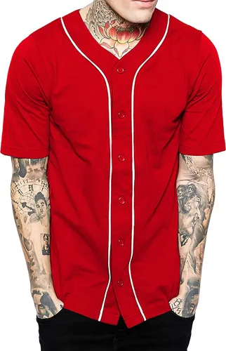 Vista 33 de Hat and Beyond camiseta de béisbol para hombre con botones hipster hip hop
