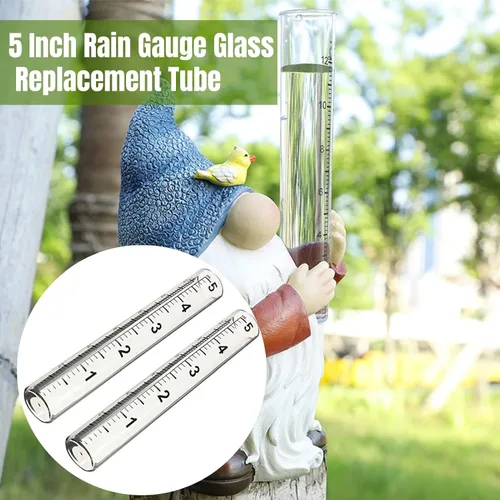 Vista 2 de GLOGLOW 2 medidores de lluvia para exteriores, tubo de repuesto de vidrio de lluvia de 5 pulgadas de capacidad para patio, jardín, exterior, césped