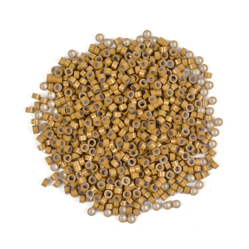 Vista 23 de 500 cuentas de micro anillos forradas de silicona de 0.197 in para extensiones de cabello con punta I (negro)