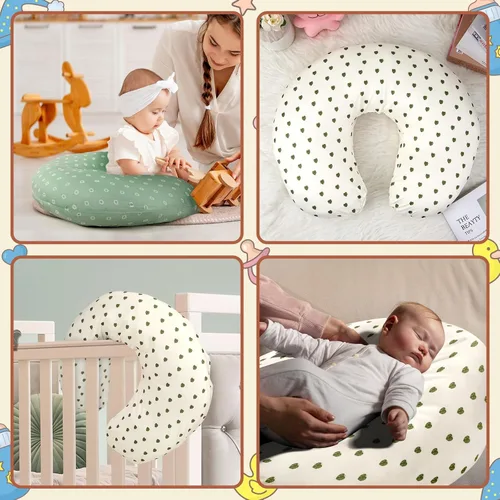 Vista 7 de FEBSNOW Paquete de 2 fundas de almohada de lactancia para bebé, fundas elásticas de algodón suave para lactancia materna, extraíbles y cómodas