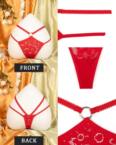 Vista 76 de Ropa interior con purpurina transpirable con encaje sexy para mujer