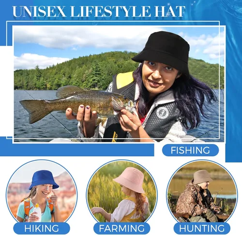 Vista 7 de Zhanmai Paquete de 24 sombreros de pescador para mujer, sombreros de verano para viajes a la playa, sombreros de pesca al aire libre, unisex, gorro