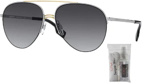 Vista 2 de BURBERRY BE3113 Ferry Pilot - Gafas de sol para mujer paquete con kit de cuidado de gafas de cortesía de Designer iWear