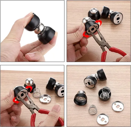 Vista 4 de Sumnacon 2 potentes topes magnéticos para puerta, de acero inoxidable con tornillos, topes de puerta de magnetismo resistentes para dormitorio Negro