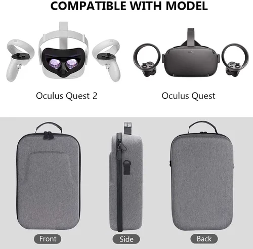 Vista 2 de Spiido - Funda rígida de viaje para Oculus Quest VR Gaming Headset and Controllers Accessories resistente al agua a prueba de golpes Gris