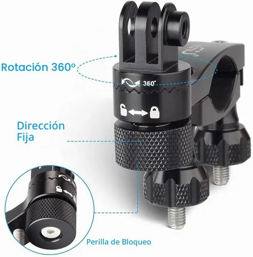 Vista 2 de HSU Soporte de manillar de bicicleta para GoPro, poste de asiento de Negro