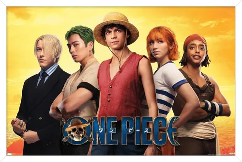 Vista 13 de Trends International Netflix One Piece - Póster de collage de pared, 14.72 x 22.37 pulgadas, versión enmarcada de madera de granero