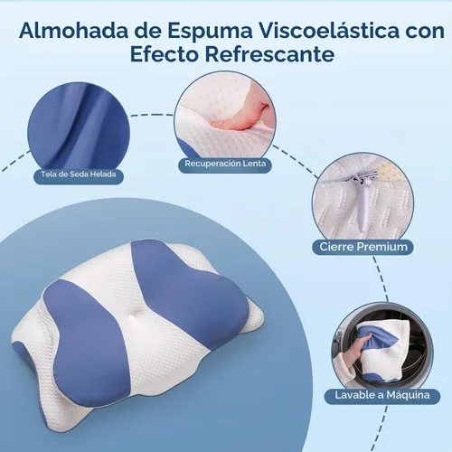 Vista 6 de Almohada cervical cervical para dormir, almohada ergonómica de contorno para dolor de cuello y hombros con funda de almohada, almohadas de espuma