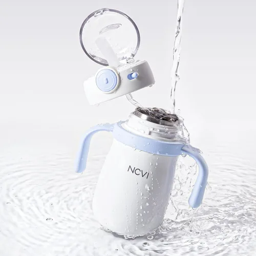 Vista 2 de NCVI Botella de agua para niños pequeños, de acero inoxidable, taza para Azul