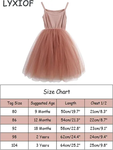 Vista 7 de LYXIOF - Vestido con tutú para niñas , con manga larga o sin mangas, vestido veraniego de tul tipo princesa