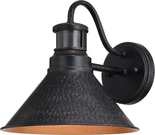 Vista 14 de VAXCEL Outland - Lámpara de pared rústica con sensor de movimiento para porche o patio, linterna de pared de cuello de cisne al aire libre