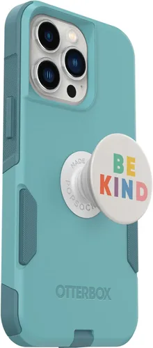 Vista 3 de OtterBox Bundle Commuter Series para iPhone 13 PRO – (forma RIVETING) + PopSockets PopGrip – (BE Kind)
