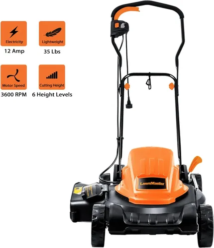 Vista 2 de LawnMaster ME1218X - Cortacésped eléctrico de 12 amperios, 19 pulgadas