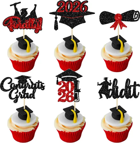 Vista 11 de Gyufise 1 paquete de decoración de pastel de graduación 2025 con purpurina de felicitaciones clase de 2025, decoración de pastel de diploma 2025