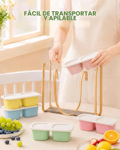 Vista 8 de Paquete de 5 recipientes reutilizables con tapas, 2 compartimentos pequeños Bento, lonchera de paja de trigo sin BPA para la escuela, viajes