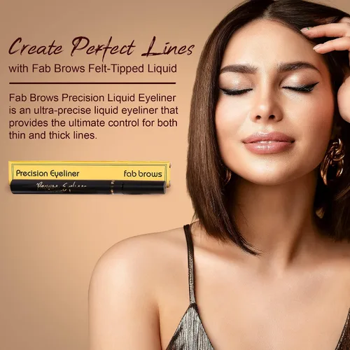 Vista 6 de Fab Brows Delineador líquido de precisión – Delineador líquido con punta de fieltro – Delineador de ojos negro impermeable ricamente pigmentado