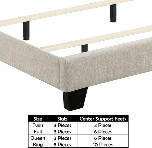 Vista 6 de Rosevera Jordana - Marco de cama de panel con cabecera ajustable con botones para dormitorio, tapizado de lino, soporte de listones de madera, fácil