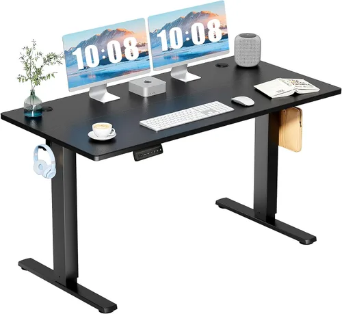 Vista 8 de DUMOS Escritorio eléctrico de pie de 40 pulgadas con altura ajustable, estación de trabajo para computadora para trabajar sentado o de pie, mesa