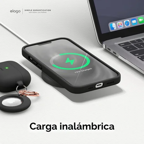 Vista 7 de elago Compatible con funda para iPhone 13 Pro, funda de silicona líquida, cubierta protectora de cuerpo completo, delgada, forro de microfibra Negro