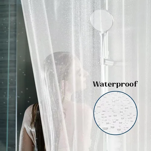 Vista 4 de Cortina de ducha transparente para bañera con patas de 180 x 70 pulgadas, envolvente, con 6 imanes, impermeable, juego de cortinas de ducha