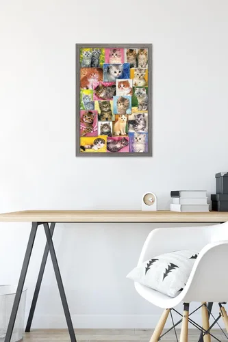 Vista 6 de Trends International Keith Kimberlin - Póster de pared de collage de gatitos, 14.725 x 22.375 pulgadas, versión enmarcada de madera de granero
