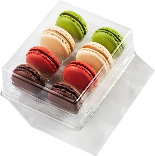 Vista 8 de Pastry Chef's Boutique - Cajas de regalo pequeñas de plástico transparente para macarons franceses - Capacidad para 2 macarons - Tamaño de cavidad