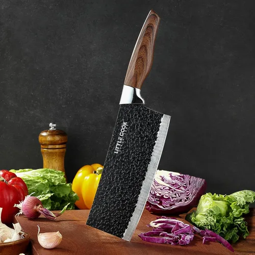 Vista 8 de 3 piezas de cuchillo de chef, juego de cuchillos de chef Little Cook, incluye cuchillo de chef de 7 pulgadas, cuchillo de carnicero de 7 pulgadas