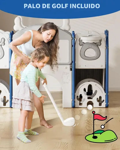 Vista 3 de XJD Juego de Tobogán 13 en 1 para Niños Pequeños, Tobogán para Niños de 1+ Años, Nueva Actualización con Set de Golf, Aro de Baloncesto, Pizarra