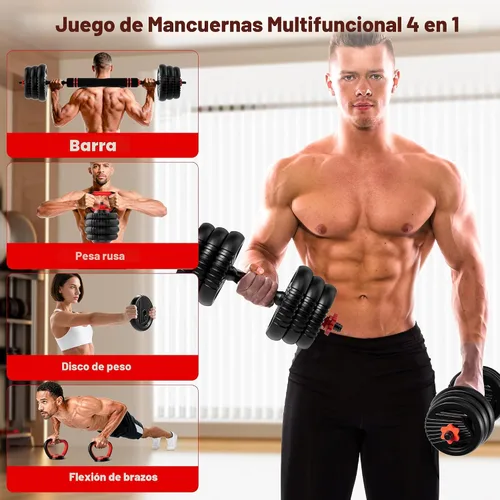 Vista 2 de Juego de mancuernas ajustables, peso libre de 20/30/45/70/90 libras 20LBS(10LB par)