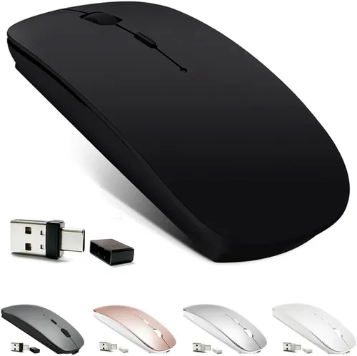 Vista 14 de KLO Ratón Bluetooth recargable con LED (BT5.2+Tipo-C+USB2.4G) para MacBook/MacBook Air/Pro/iPad/Laptop/Notebook/PC/Chromebook (A LED/Verde)