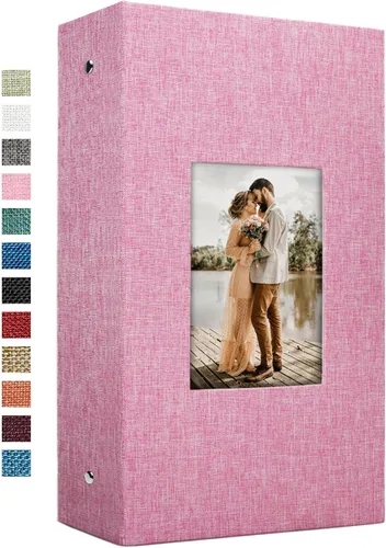 Vista 22 de Vienrose - Álbum de fotos de 4 x 6 pulgadas, 100 páginas, cubierta de lino con ventana frontal, para bebés, bodas, familias, niños y aniversarios