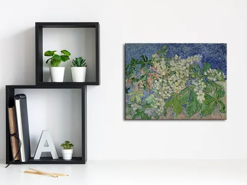 Vista 8 de Wieco Art Lienzo con ramas de castaño floreciente, impresiones de arte de Vincent Van Gogh, pinturas famosas, reproducción clásica, cuadros