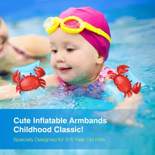 Vista 2 de MoKo Bandas de natación para niños, niños pequeños comienzan a nadar flotadores inflables para piscina, lindas alas de natación de dibujos animados