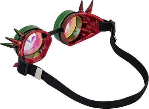 Vista 111 de Gafas caleidoscopio para raves trippy psicodélico steampunk con lentes de cristal de difracción de prisma arcoíris