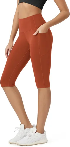 Vista 47 de ODODOS Pantalones capri de yoga suaves como mantequilla para salón con bolsillos para mujeres, leggings capri de cintura alta de 14"/19"/21