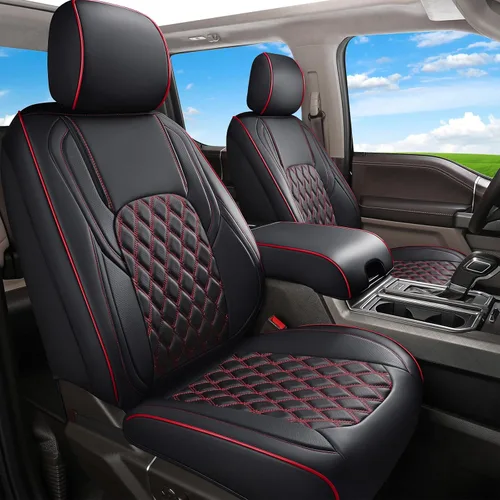 Vista 13 de Huidasource Fundas para asiento trasero de automóvil, de cuero (fila trasera, negro)