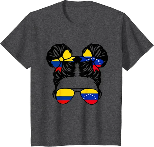 Vista 35 de Camiseta Half Colombian Half Venezolan Girl Colombia Kids Heritage, Gris