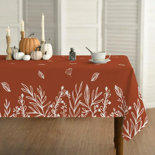 Vista 8 de Horaldaily Fall Tablecloth 52×70 Inch Rectangular, Thanksgiving Autumn Harvest Blue Wild Flowers Table Cover for Party Picnic Dinner Decor