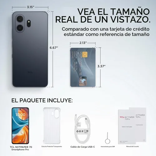 Vista 9 de TCL Teléfono Android desbloqueado NXTPAPER 70 Pro, pantalla de 6.9" 120Hz azul stella
